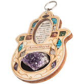 Hamsa Wall Hanging with Amethyst & Health Blessing – Gemstone Decor 5"/14cm